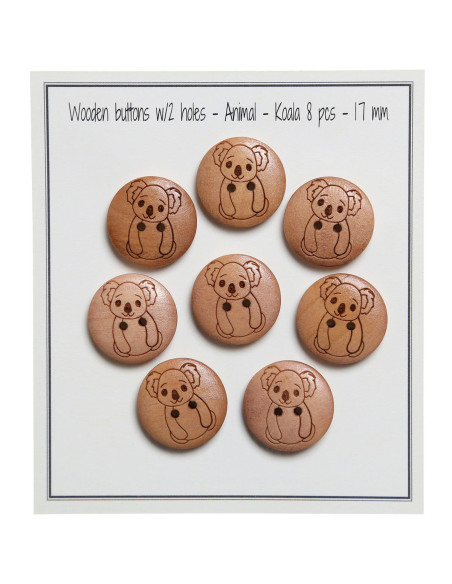 Set of 8 wooden buttons 17 mm - Koala