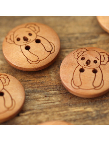 Set of 8 wooden buttons 17 mm - Koala