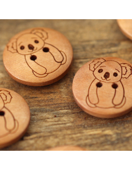 Set of 8 wooden buttons 17 mm - Koala