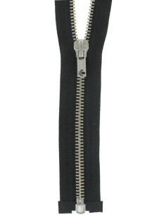 Separating metal zipper - Black with silver teeth