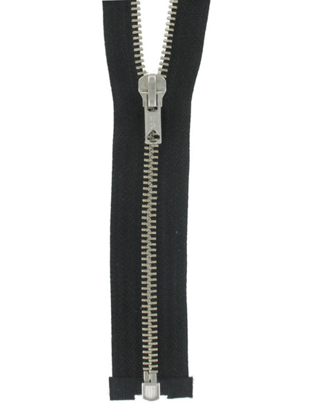 Separating metal zipper - Black with silver teeth