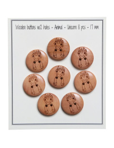 Set of 8 wooden buttons 17 mm - Unicorn