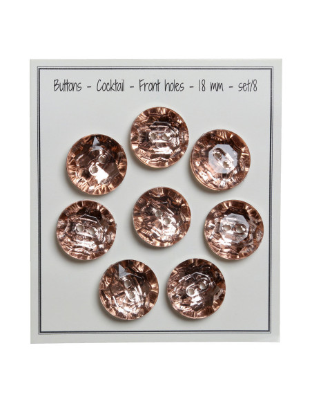 Set of 8 two-hole buttons Cocktail 18 mm - Old pink