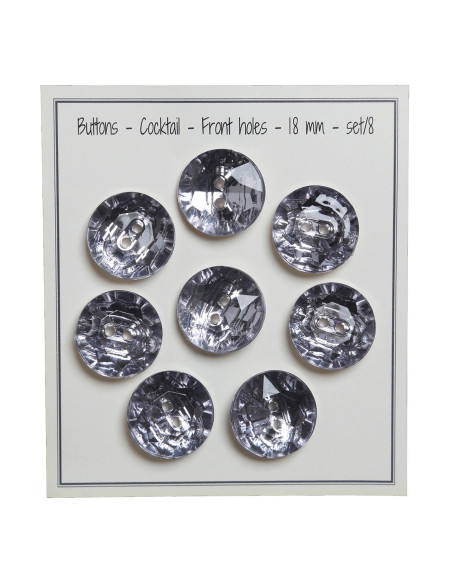 Set of 8 two-hole buttons Cocktail 18 mm - Gray
