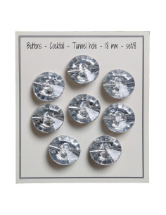 Set of 8 Cocktail Shank Buttons 18 mm - Silver