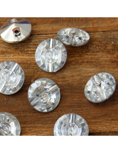 Set of 8 Cocktail Shank Buttons 18 mm - Silver