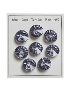 Set of 8 shank buttons Cocktail 18 mm - Gray
