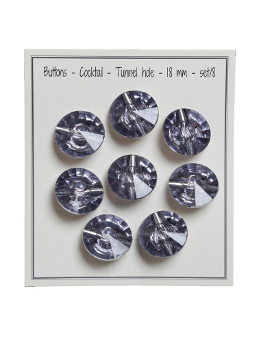 Set of 8 shank buttons Cocktail 18 mm - Gray