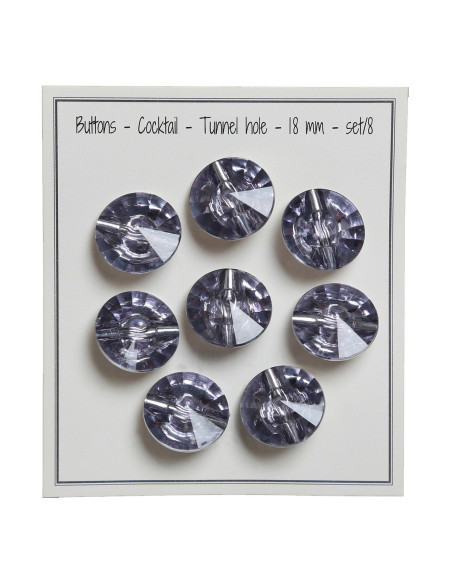 Set of 8 shank buttons Cocktail 18 mm - Gray