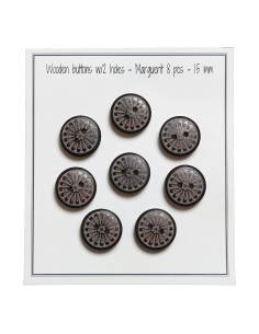 Pack of 8 daisy wooden buttons 15 mm