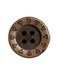 Pack of 8 coconut heart buttons 18 mm 2