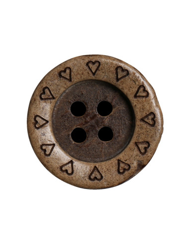 Pack of 8 coconut heart buttons 18 mm