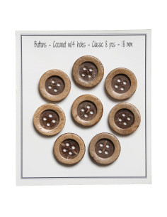 Pack of 8 classic coconut buttons 18 mm