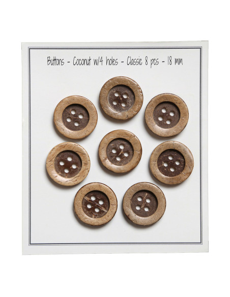 Pack of 8 classic coconut buttons 18 mm
