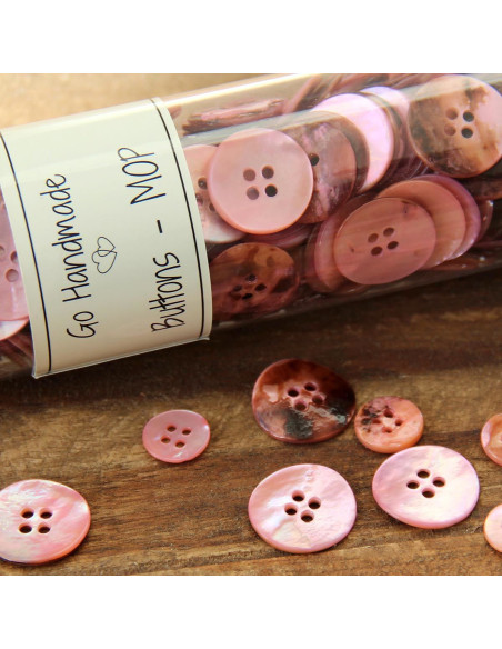 Set of 8 four-hole mother-of-pearl buttons 12 mm - Pink