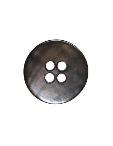 Set of 8 black 15 mm 4-hole mother-of-pearl buttons