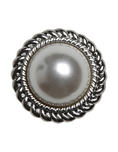 Set of 4 Pearl Buttons 21 mm - Silver 2