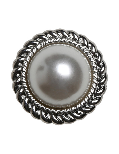 Set of 4 Pearl Buttons 21 mm - Silver