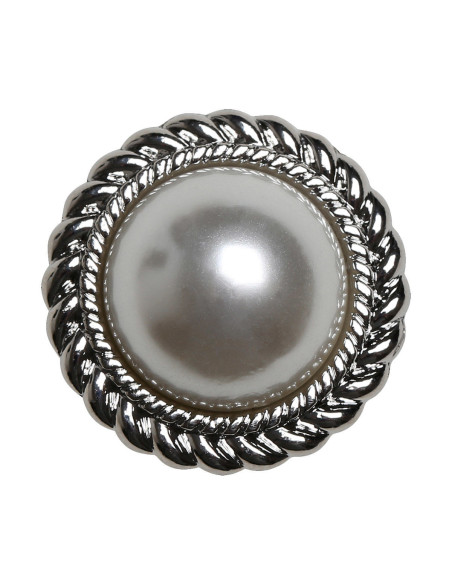 Set of 4 Pearl Buttons 21 mm - Silver