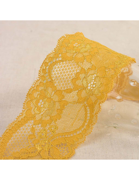 Elastic lace roses - Mustard