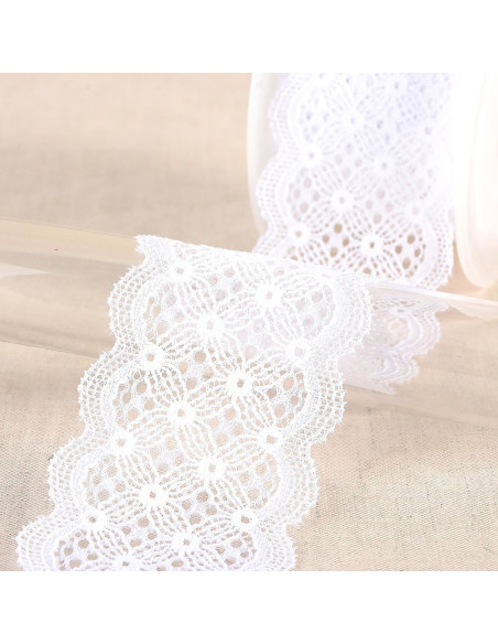 Elastic lace in between - White