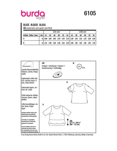 Blouse Pattern - Burda 6105
