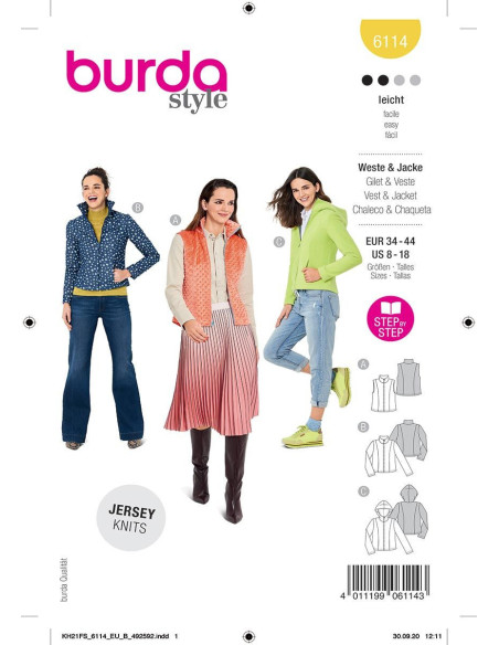 Vest and Jacket Pattern - Burda 6114