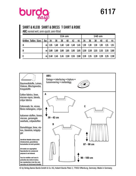 Top and dress pattern - Burda 6117