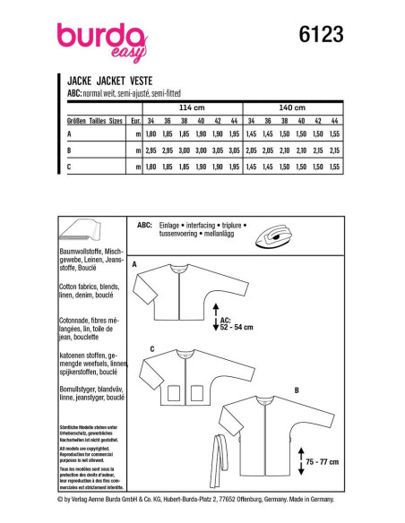 Jacket pattern - Burda 6123