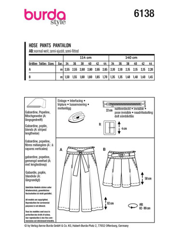Culotte Skirt Pattern - Burda 6138