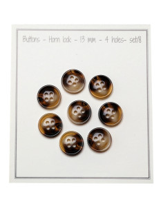 Pack of 8 four-hole buttons - Horn look