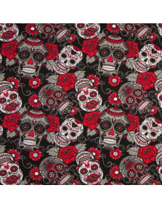Jersey fabric - Skull - Red and black