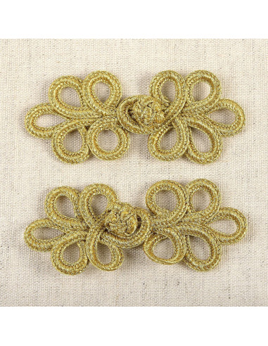 Set of 2 lurex frog closures - Gold