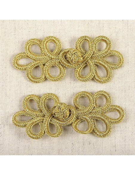 Set of 2 lurex frog closures - Gold