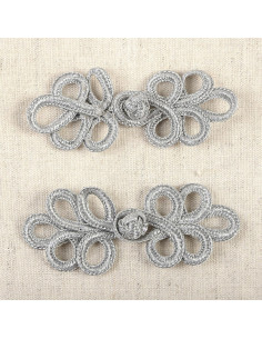 Set of 2 lurex frog closures - Silver