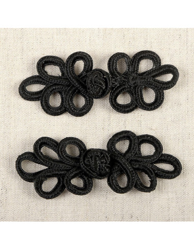 Set of 2 lurex frog closures - Black