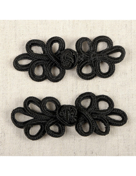 Set of 2 lurex frog closures - Black