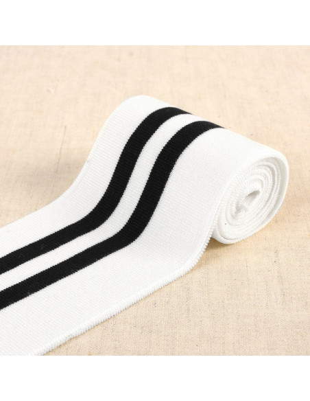 Ribbed cuffs and waistband - White with black stripes
