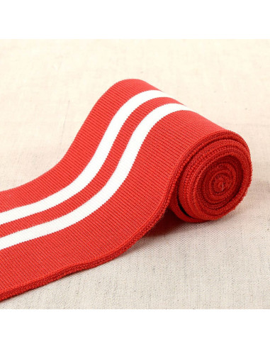 Ribbed cuffs and waistband - Red with white stripes