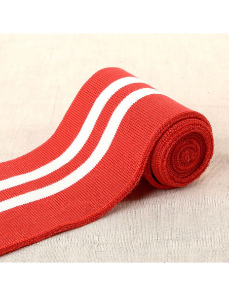 Ribbed cuffs and waistband - Red with white stripes