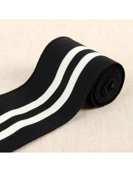 Ribbed cuffs and waistband - Black with white stripes