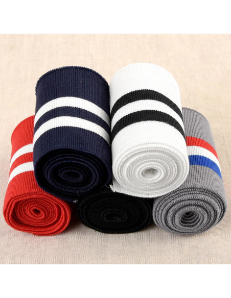Ribbed cuffs and waistband - Black with white stripes