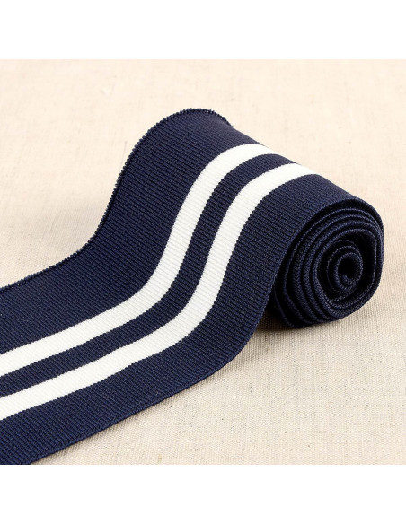 Ribbed cuffs and waistband - Navy with white stripes