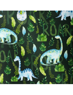 Deluxe organic cotton fabric - Dinosaurs roar