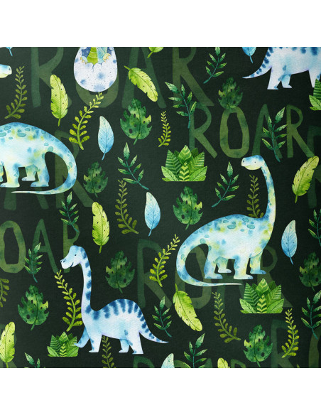 Deluxe organic cotton fabric - Dinosaurs roar
