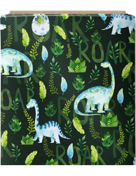 Deluxe organic cotton fabric - Dinosaurs roar