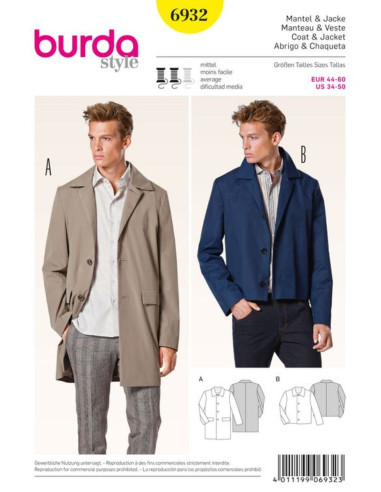 Coat and jacket pattern - Burda 6932
