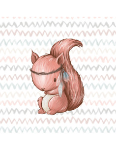Lightweight sweatshirt fabric panel 40 cm x 50 cm - Little Indian squirrel