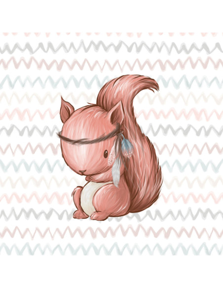 Lightweight sweatshirt fabric panel 40 cm x 50 cm - Little Indian squirrel