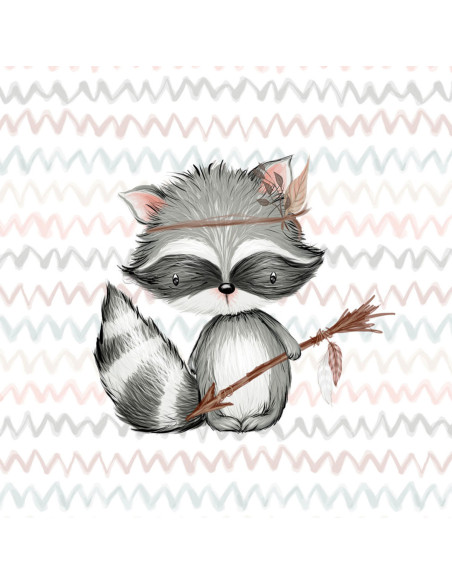 Light sweatshirt fabric panel 40 cm x 50 cm - Little Indian raccoon